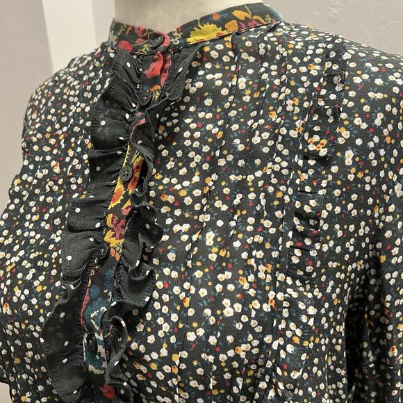 Loft Women's Boho Long Sleeve Ruffles Floral Blouse Lightweight Size S (A0128) - Picture 2 of 8